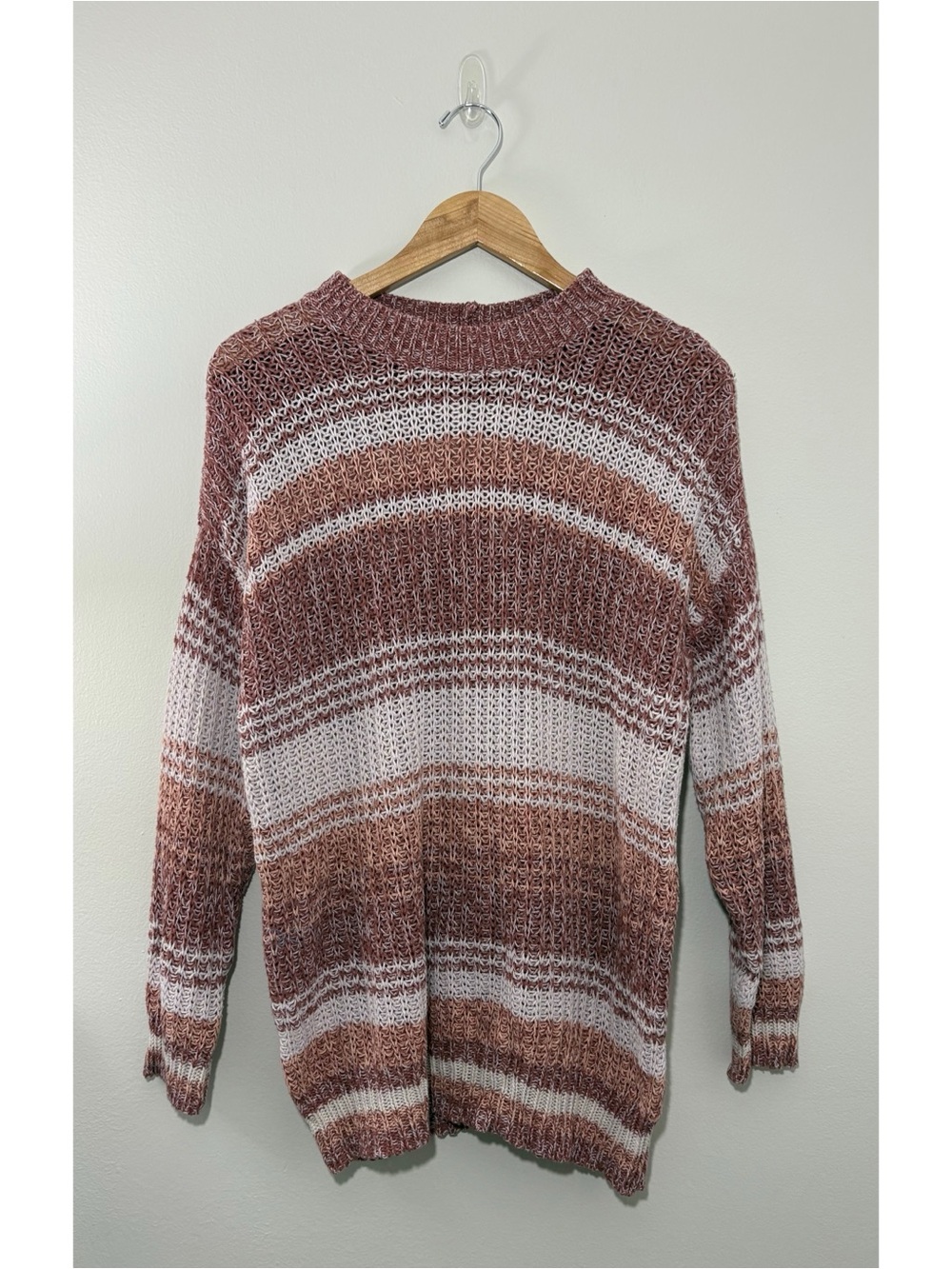 American Eagle maroon striped oversized knit crewneck sweater (XS)